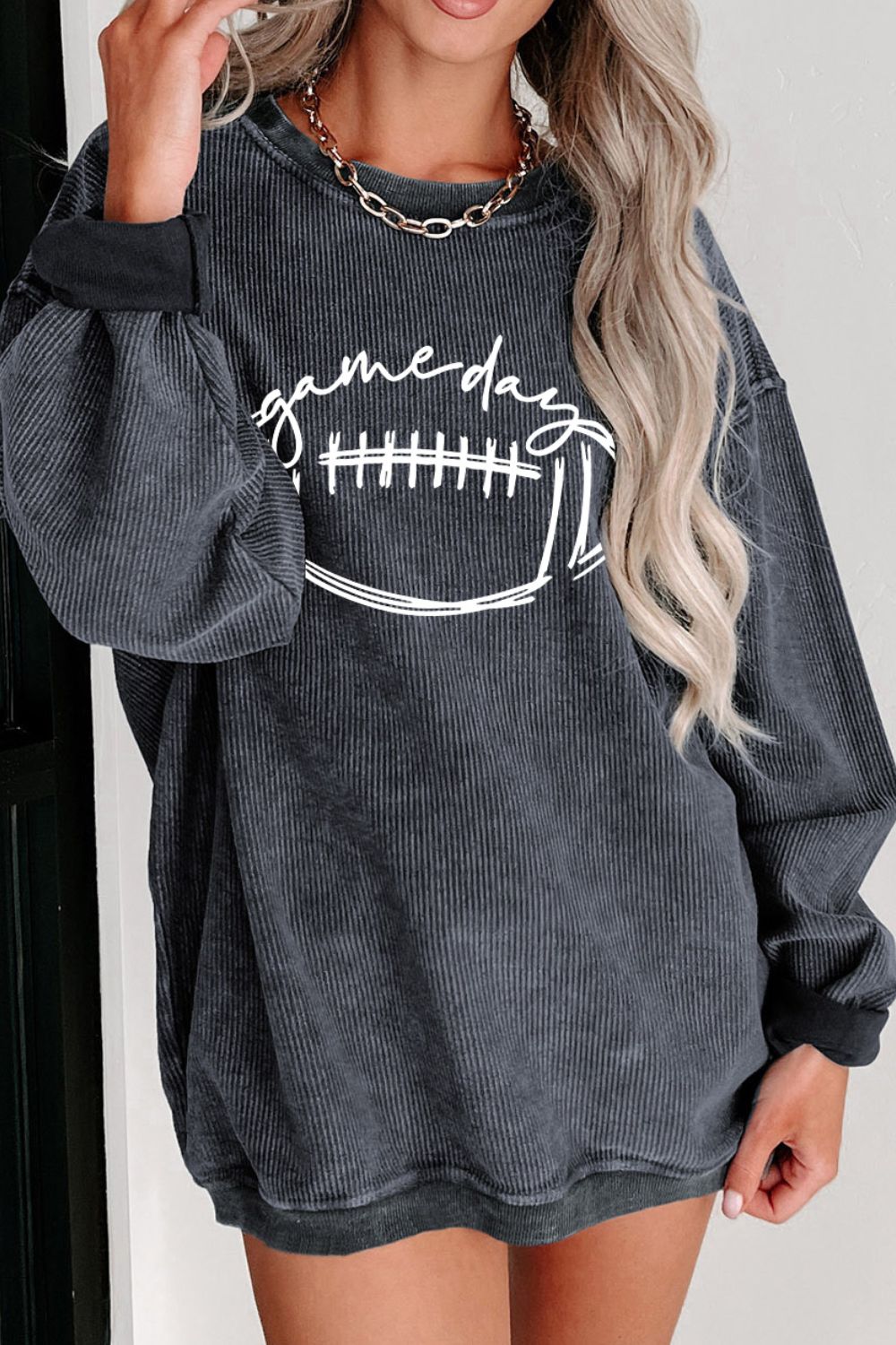 Football Graphic Dropped Shoulder Sweatshirt