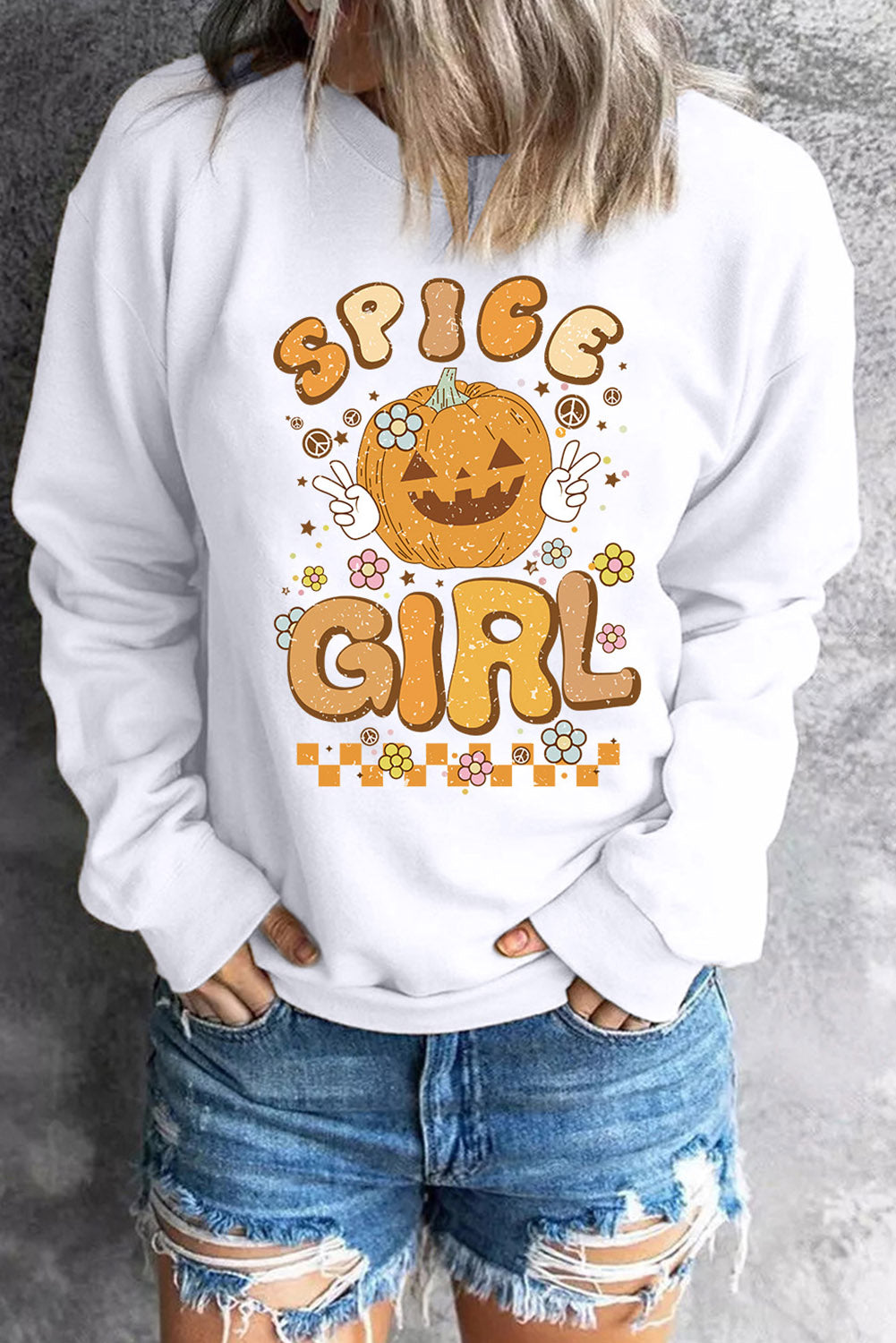 Round Neck Long Sleeve SPICE GIRL Graphic Sweatshirt