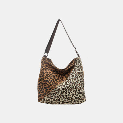 Leopard Contrast Adjustable Strap Shoulder Bag