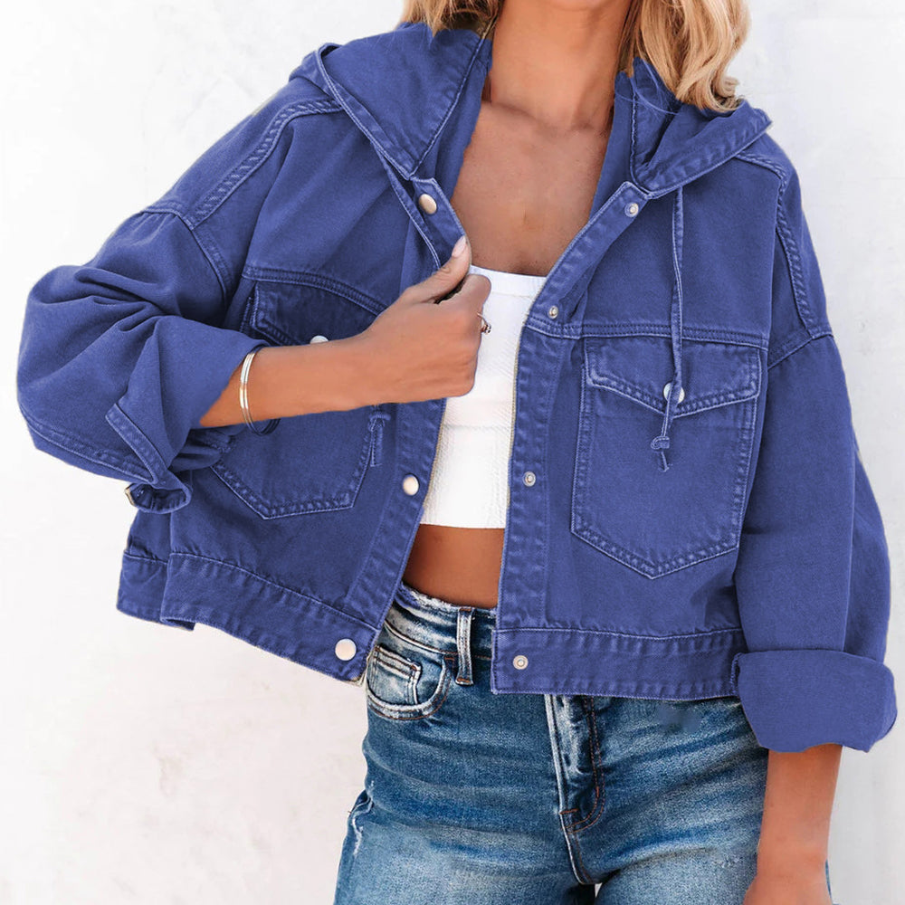 Hooded Dropped Shoulder Denim Jacket